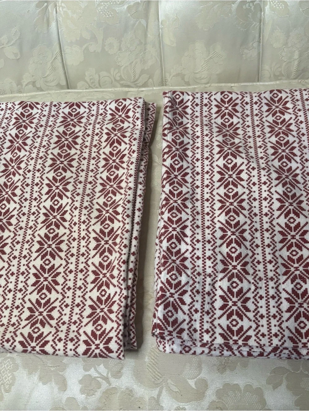 2 Flannel Nordic Snowflake Standard Pillowcase Set of 2 Winter Made in Turkey